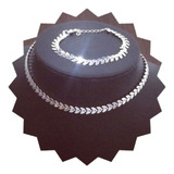 Kit Corrente Pulseira Escama Choker Folheado Prata Conjunto