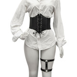 Kit Corset Cadarço Gótico Medieval Harness Perna Duas Tiras