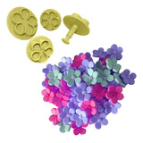 Kit Cortador Ejetor Flor P Decorar Bolo Torta Pasta 4 Peças