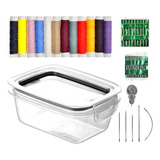 Kit Costura Com Pote 12 Linhas 22 Agulhas E Acessórios 40pçs