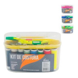 Kit Costura Maleta Com Acessórios Linhas Tesoura E Agulhas