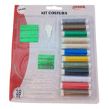 Kit Costura Portátil 39 Peças Agulhas E Linhas Cores Vibrant