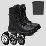 Kit Coturno Masculino Militar Adventure Couro 100 Legitimo
