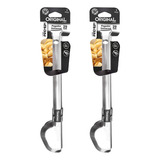 Kit Cozinha 2 Pegadores De Massas E Saladas Inox Reforçado
