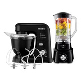 Kit Cozinha Batedeira Planetária E Liquidificador Preto 110v