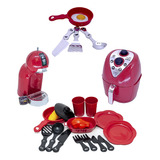 Kit Cozinha Brinquedo Cafeteira Chef Vermelho