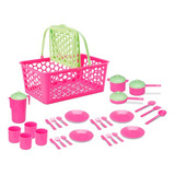 Kit Cozinha Brinquedo Cesta Leva Papinha Panelinhas Infantil