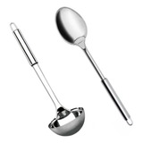 Kit Cozinha Colher De Arroz Concha De Feijão Aço Inox