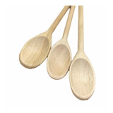 Kit Cozinha Colher De Pau Madeira Pequena Média Grande 3pçs