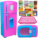 Kit Cozinha Completa Geladeira Microondas Comidinhas 15 Pcs