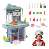 Kit Cozinha De Brinquedo Infantil Completa Solta Água E Som Cor Azul Atentu