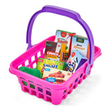 Kit Cozinha Infantil Cesta Supermercado Brinquedo Frutas