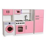 Kit Cozinha Infantil Completa Geladeira Com Lavanderia Mdf