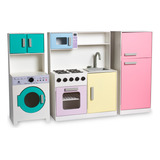 Kit Cozinha Infantil Completa Geladeira lavanderia Colorido