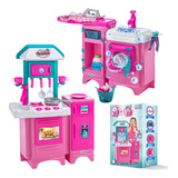 Kit Cozinha Infantil E Máquina De Lavar Faz De Conta