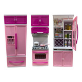 Kit Cozinha Infantil Geladeira Fogao Armarios Acessorios