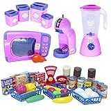 Kit Cozinha Infantil Menina Rosa Mercado Microondas Pote 42p