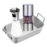 Kit Cozinha Inox Spray Moedor De Pimenta E Pote Com Alça