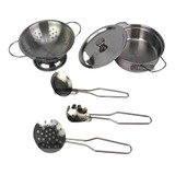 Kit Cozinha Jogo De Panelinhas Escorredor Inox 6 Peças