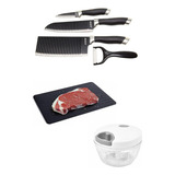 Kit Cozinha Jogo Facas Tabua De Descongelar Mini Processador