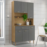 Kit Cozinha Kits Paraná Apolo 6 Portas Cor Freijó gris
