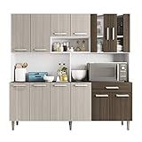 Kit Cozinha Poliman Clara 12 Portas 1 Gaveta Branco Rovere Amêndoa