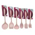 Kit Cozinha Talheres Silicone Utensílios Cozinha 6 Peças Cor Rosa