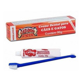 Kit Creme Dental Cat dog Cães E Gatos Sabor Morango Escova