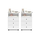 Kit Criado Branco 3 Gavetas Mesa De Cabeceira Para Quarto Luxo New 02 Unidade