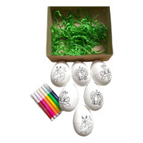 Kit Criativo Casquinha Ovo Páscoa Desenhar Canetinhas Cor