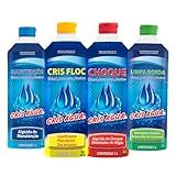 Kit Cris Água - Algicida De Manutenção - Crisfloc - Algicida De Choque - Limpa Borda 1Lt
