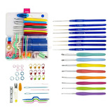 Kit Crochê Completo Agulhas dedal Marcadores Fita Métrica