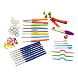 Kit Crochê Trico 16 Agulha Soft Tesoura Marcador Dedal Compl