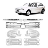 Kit Cromo Maçaneta Retrovisor Grade Friso Class Gol G2 95 99