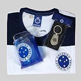 Kit Cruzeiro Oficial - Camisa Grasp + Caneca + Chaveiro - Masculino Tamanho:g;cor:branco/azul