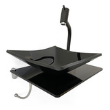 Kit Cuba 30x32cm De Vidro Preto Tampo 40x30 Preto Suport