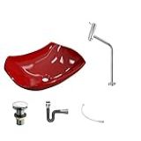 Kit Cuba L42 C Torneira Link 1062 Metal Válvula Click 1 1 2 4 0cm Sifão Cromado Flexível Vermelho