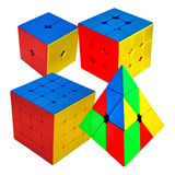 Kit Cubo Mágico 2x2x2 3x3x3 4x4x4 piramide Profissional
