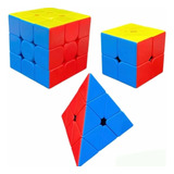 Kit Cubo Mágico Moyu 2x2 3x3 Piraminx Profissional Cube