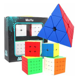 Kit Cubo Mágico Profissional 2x2 3x3 4x4 5x5 Piramide Moyu