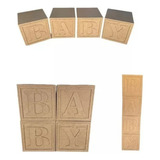 Kit Cubos Baby Mdf Decoração Festa Chá Revelação Quarteto