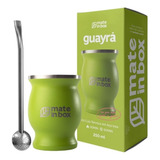 Kit Cuia E Bomba De Inox Tereré Chimarão Premium Mate In Box Cor Verde