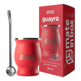 Kit Cuia E Bomba De Inox Tereré Chimarão Premium Mate In Box Cor Vermelho