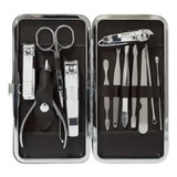 Kit Cuidado De Unha Portátil 12pcs Estojo Couro Sintético