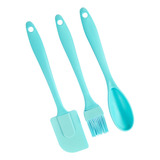 Kit Culinário Silicone 3 Peças Colher Espátula Pincel