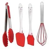 Kit Culinário Silicone 4 Peças Pincel Espátula Pegador Fue