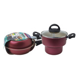 Kit Cuscuzeira E Mini Frigideira Batata Rosti Antiaderente Cor Violeta