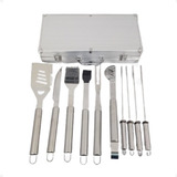 Kit De 10 Peças Premium Para Churrasco Profissional Aço Inox