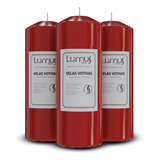 Kit De 12 Velas Grandes 300g Vermelhas Queima 7 Dias
