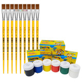 Kit De 2 Caixa De Tinta Guache 2 Pinceis P Pintura Pincel